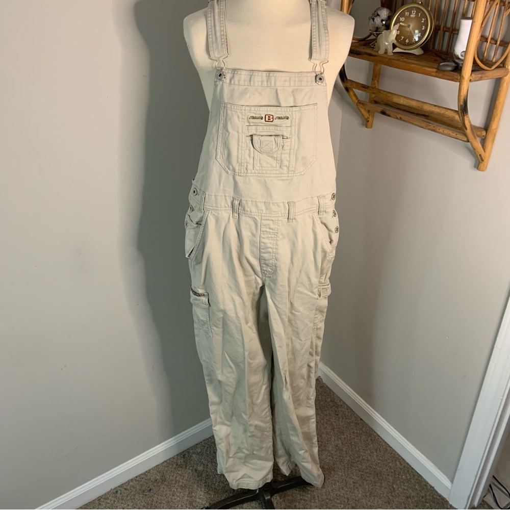 Beige Women's Cotton Overalls - Casual Utility Jumpsuit